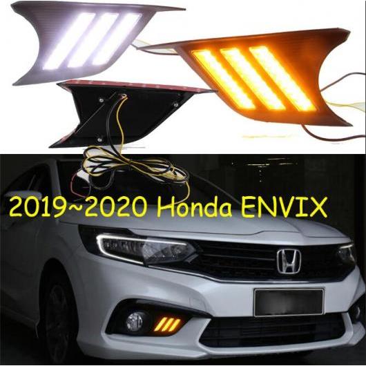車用ライト 1セット バンパー ヘッドライト 適用: ホンダ ENVIX デイタイム ライト 2019-2020 LED DRL ヘッドランプ フォグ ホワイト イエロー ターン ホンダ ENVIX 2019-2020 AL-OO-0709 AL